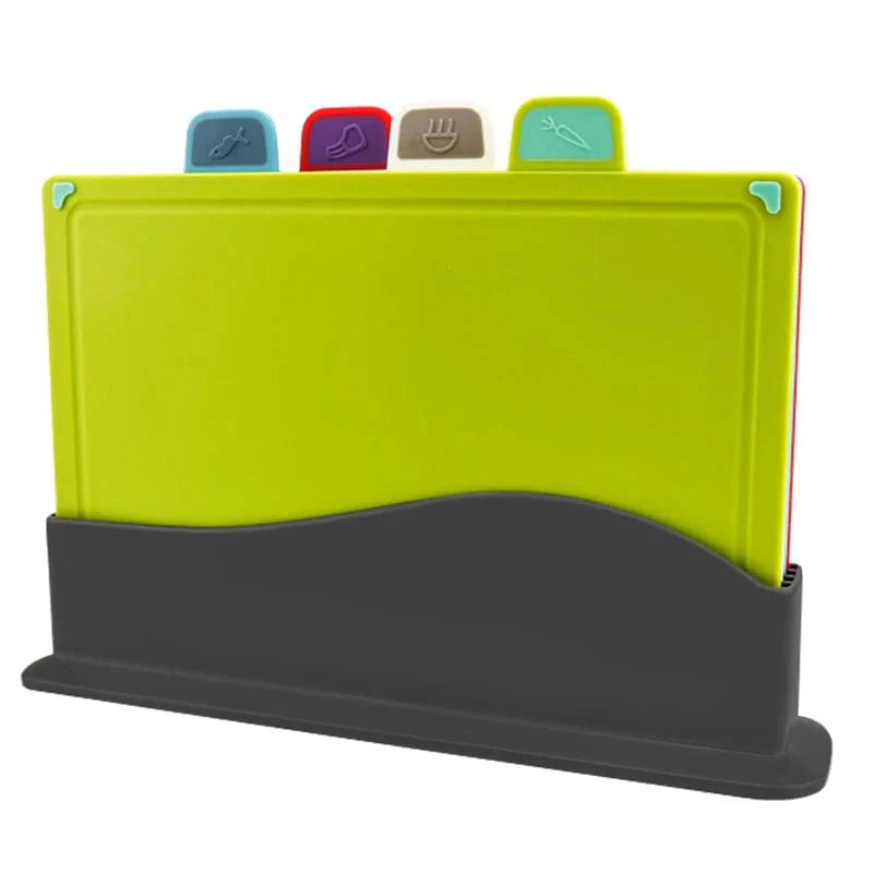 Skærebrætter med holder 4 stk. sæt til køkkenet Antibakteriel plastikskæreblok Plastik, der tåler opvaskemaskine Juleblå