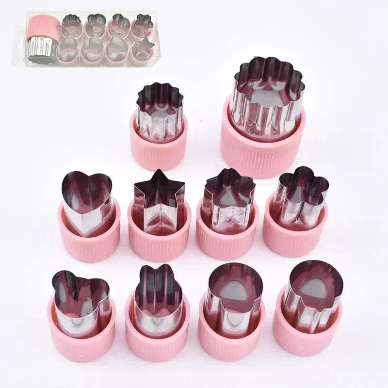 Pink Puzzle grøntsagsskærer / sæt med 10 stk.