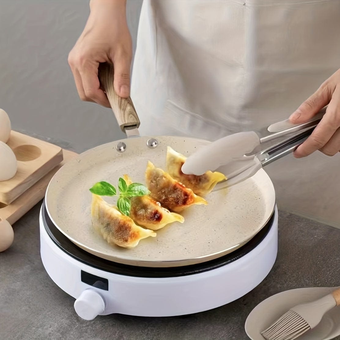 Beige køkkenredskabssæt i silikone med træhåndtag - sæt med 12, sikre, ikke-klæbende, vaskbare køkkenredskaber - køkkenudstyr, køkkenredskaber