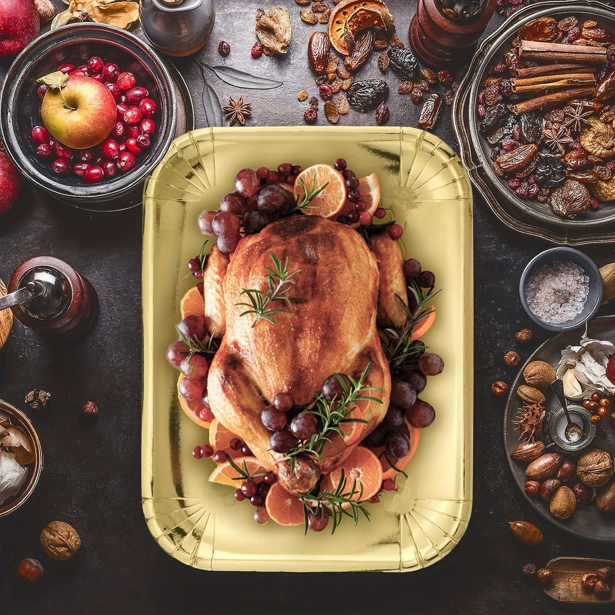 Sæt med 10 guld rektangulære kagebakker, engangs papbakker, fedttætte kagebunde, dessertbakker, kagedekorationer til fester og bryllupper