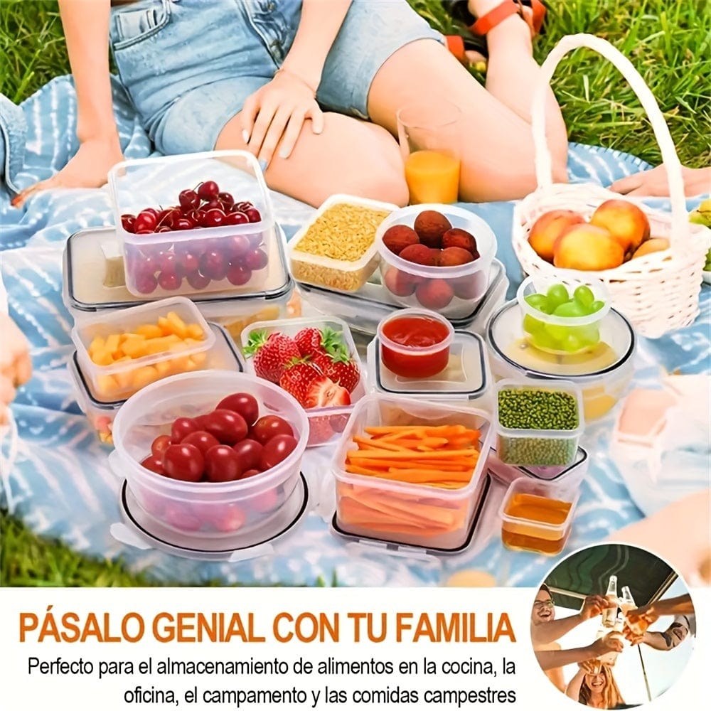 Sæt med 24 køkkenopbevaringsbokse - lufttætte, mikrobølgesikre, etiketter og pen inkluderet madkasse 24stk-sæt