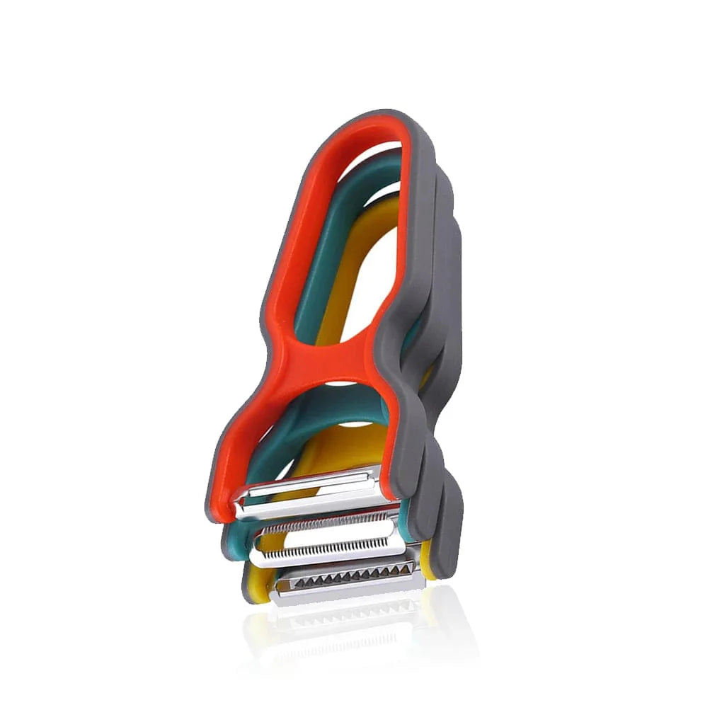 Multifunktionelle grøntsagsskrællere i rustfrit stål x3 rødt sæt køkkenredskaber 3 stk. tilfældig farve