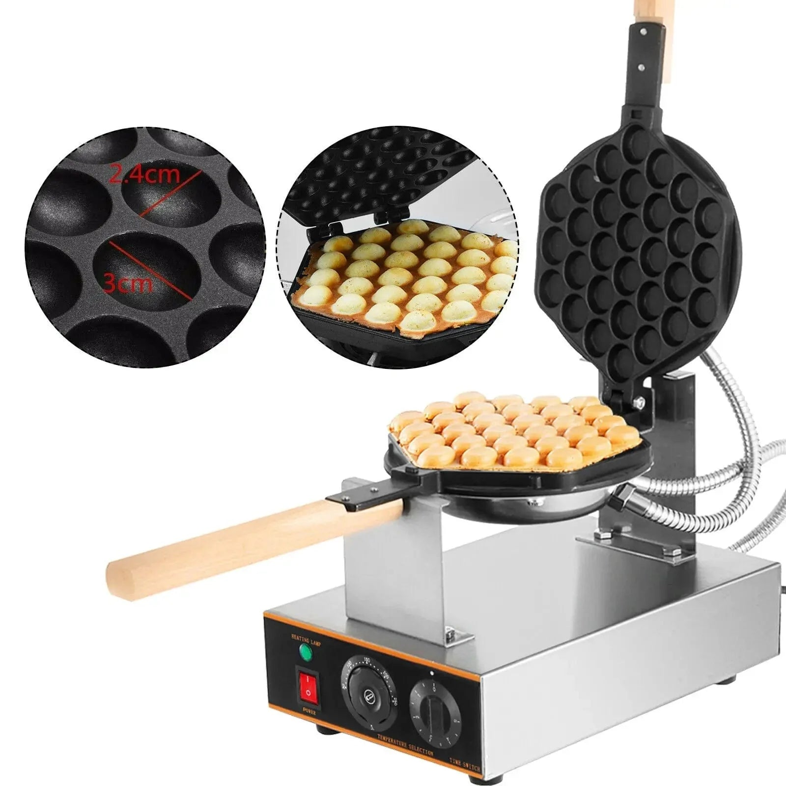 VEVOR Egg Bubble Electric Waffle Maker Nonstick Waffle Making Machine Home Appliance Waffle Makers Baking Snack Waffles Waffle Irons United States