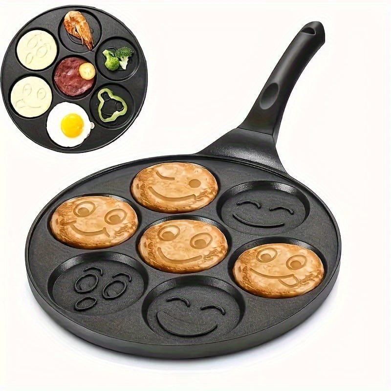 Mini pandekagegrill, pande med 7 forme Eid Al-Adha Mubarak 7-hullers sort pande