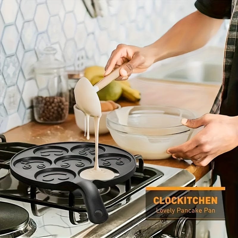 Mini pandekagegrill, pande med 7 forme Eid Al-Adha Mubarak 7-hullers sort pande