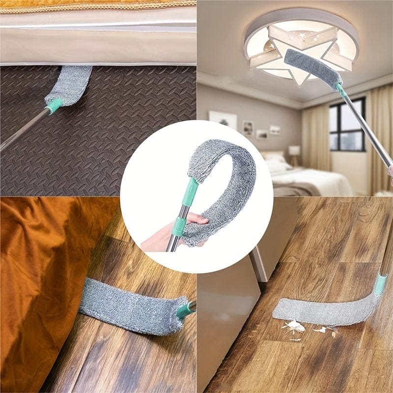 Mikrofiberstøvbørstesæt med udtrækkeligt håndtag - tør, fugtig rengøring til sofa, seng, møbelmoppe med 1 stk. klud