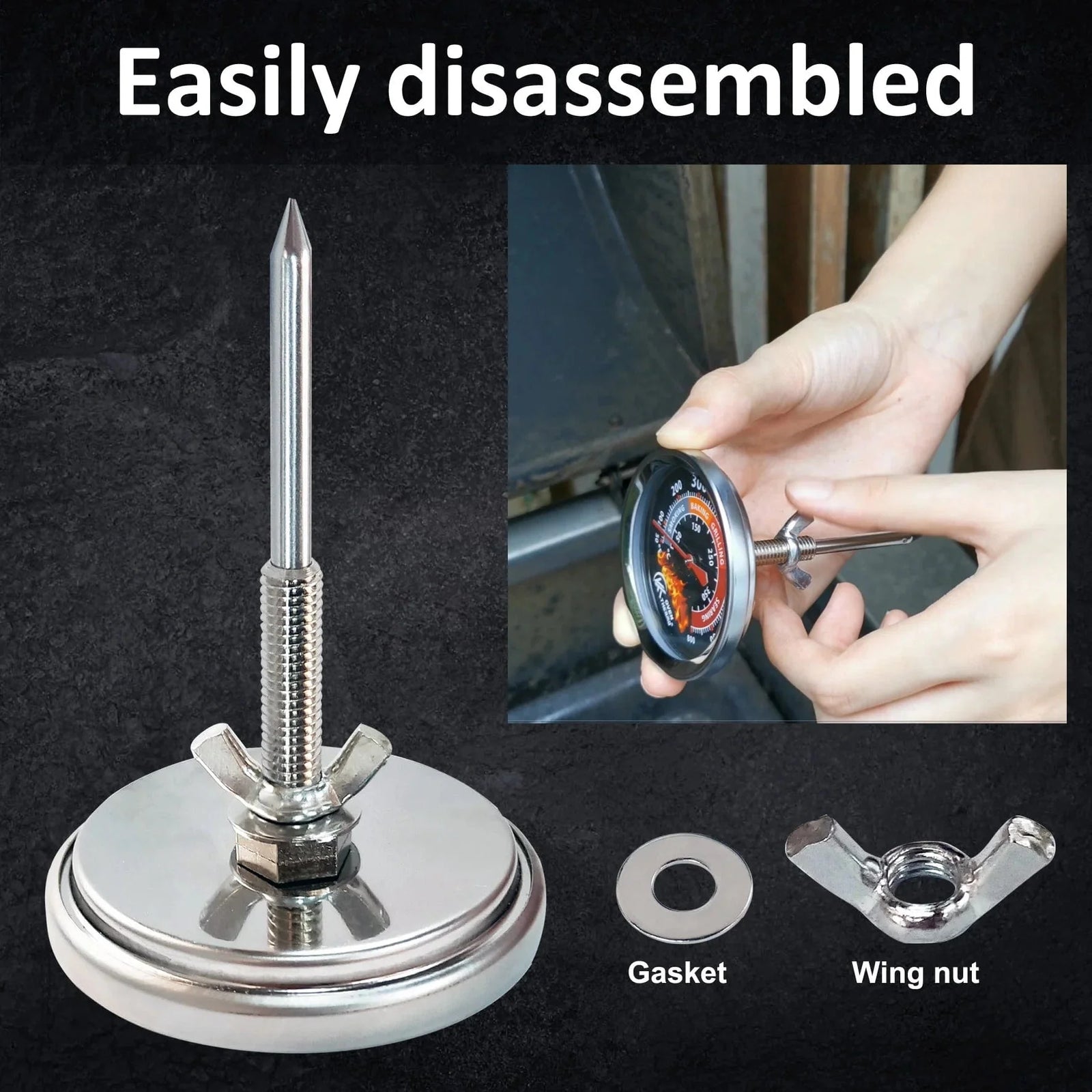 KT THERMO Grilltermometer Grillkul Røgemaskine Temperaturmåler Grill Pit Udskiftningstermometer til BBQ-kødlavning