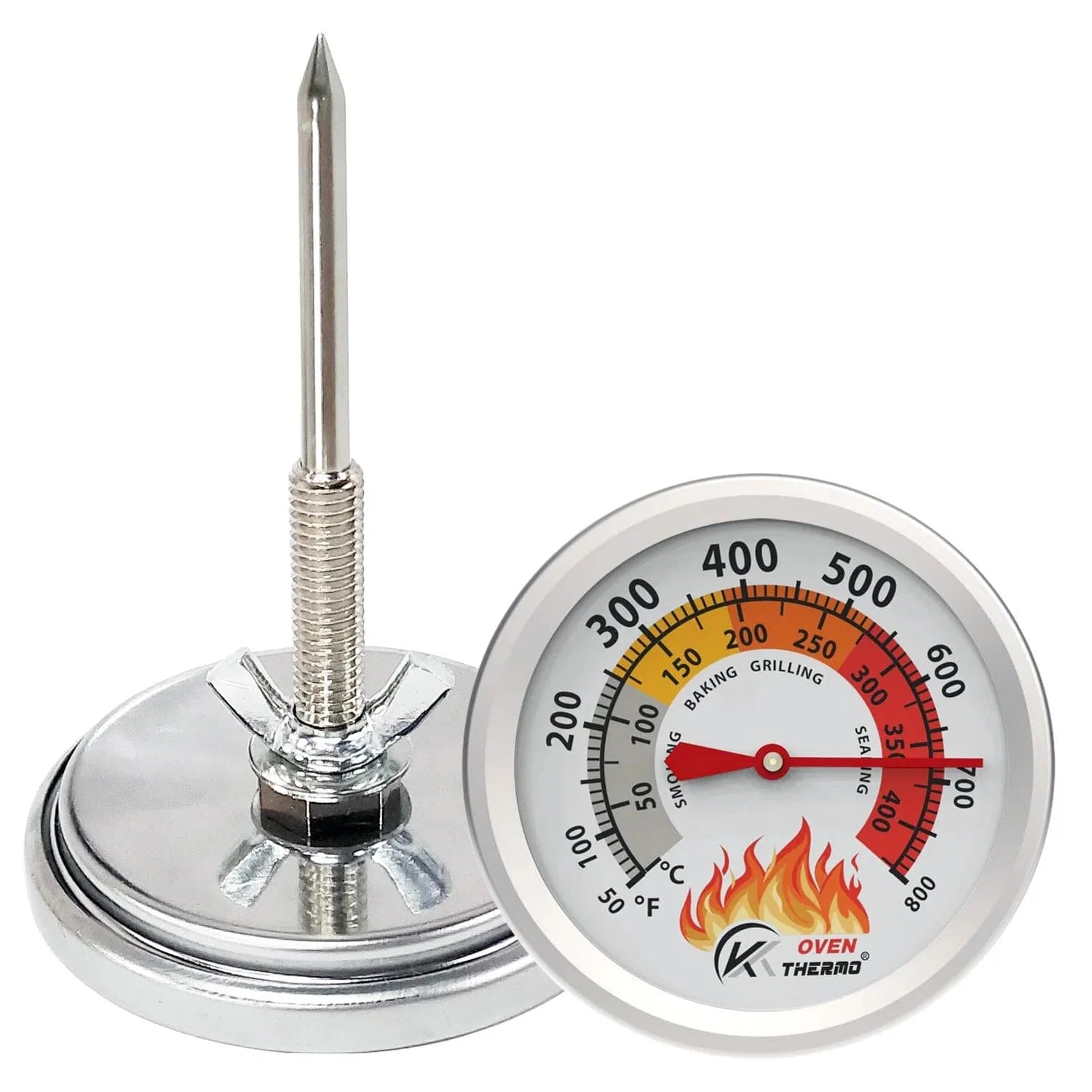 KT THERMO Grilltermometer Grillkul Røger Temperaturmåler Grill Pit Udskiftningstermometer til BBQ Kødlavning hvid / KINA