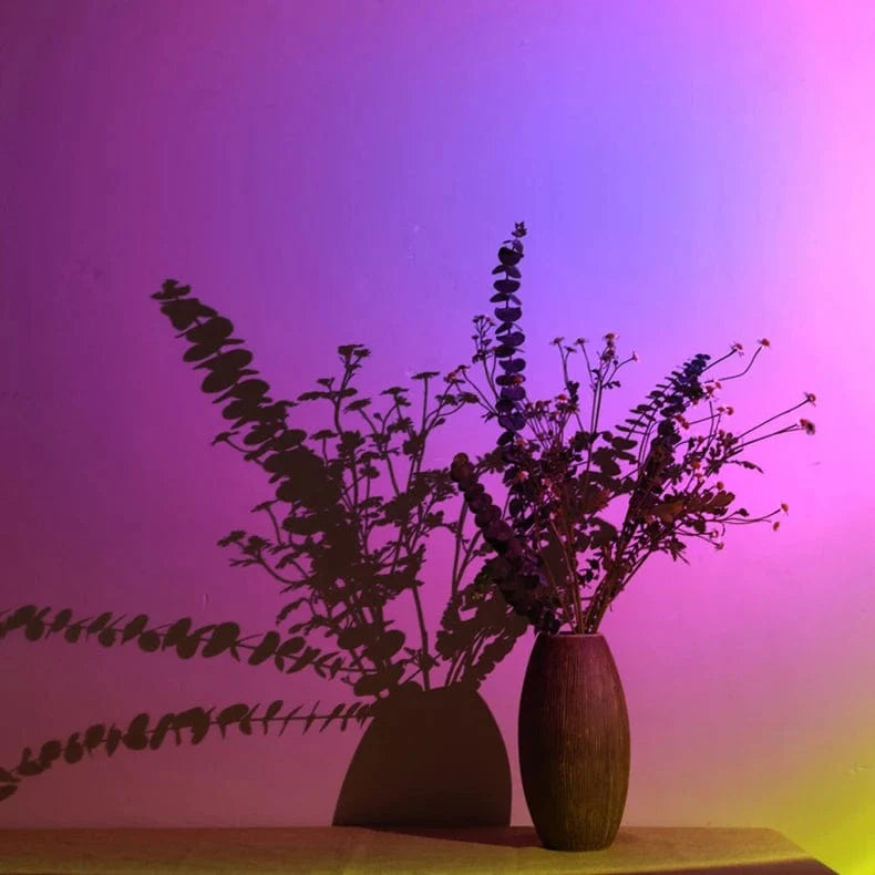 Solnedgangslampe, kan fjernbetjenes (med fjernbetjening og smartphone)