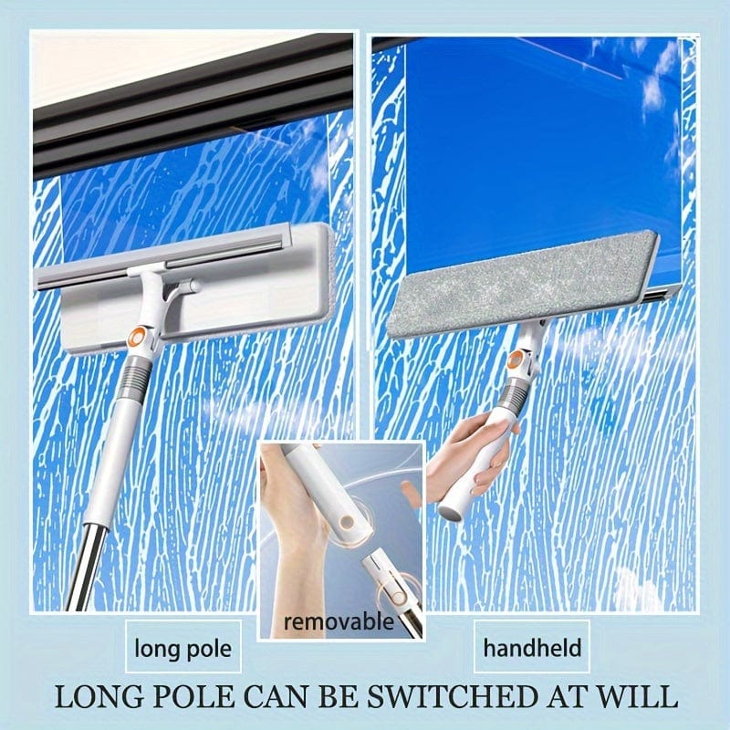 2 i 1 udtrækkelig vinduesvasker, roterende kost og skraber, vinduesvisker, bilrude-skraber 1 stk.