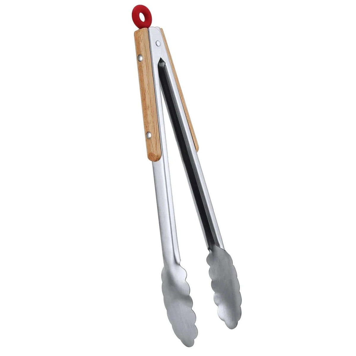 Leeseph køkkentang i rustfrit stål 9" og 12", låsbar metalmadtang med træhåndtag, grilltang til pander og grill 12 tommer / KINA