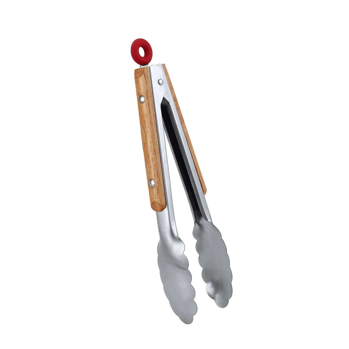 Leeseph køkkentang i rustfrit stål 9" og 12", låsbar metalmadtang med trægreb, grilltang til pander og grill 9 tommer / KINA