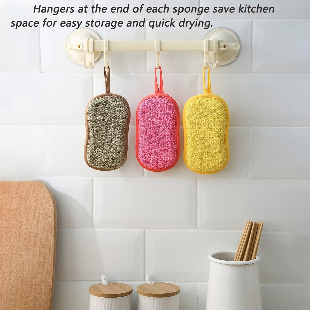 Pakke med 10 farvede mikrofiber-køkkensvampe til nem rengøring af tallerkener, gryder og pander