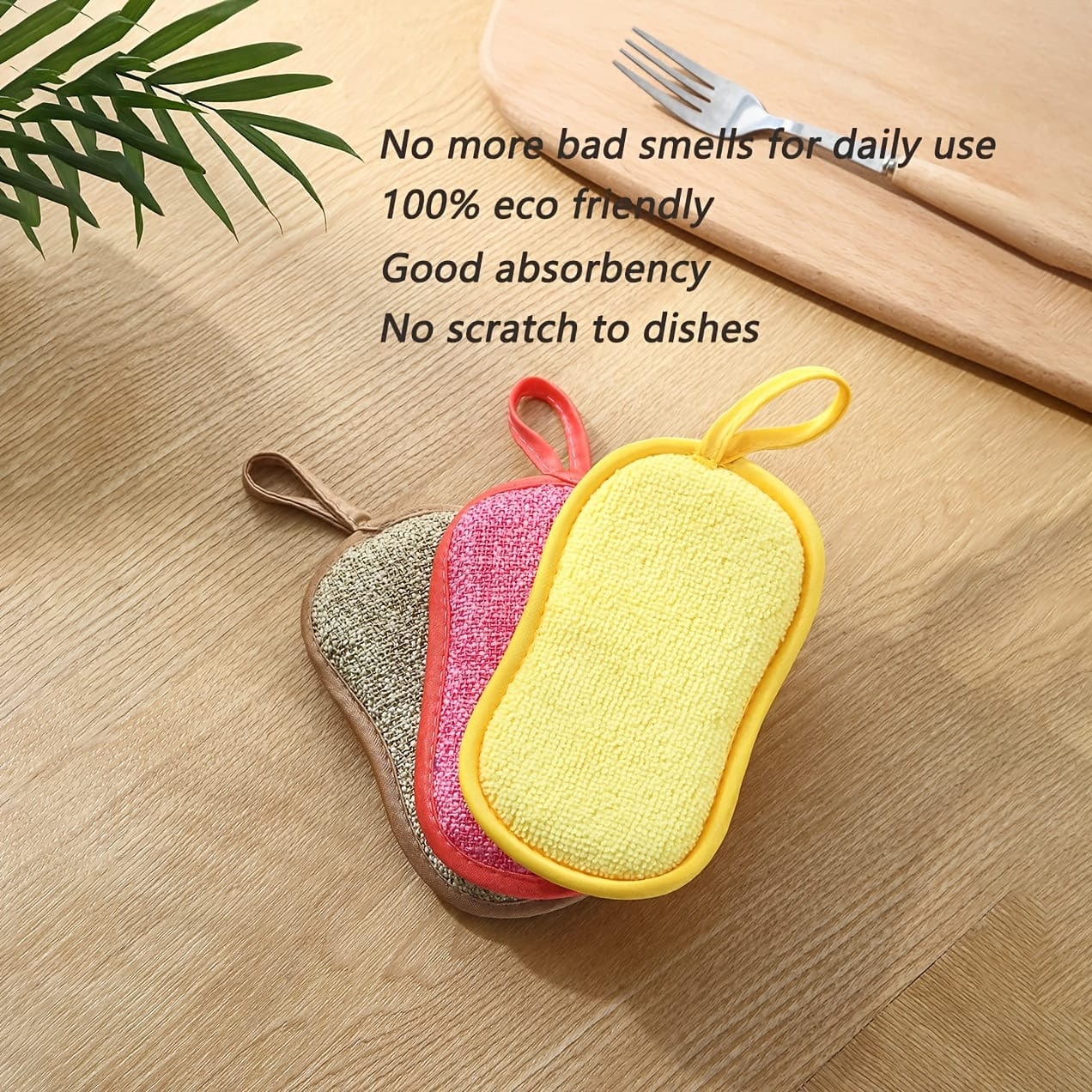 Pakke med 10 farvede mikrofiber-køkkensvampe til nem rengøring af tallerkener, gryder og pander