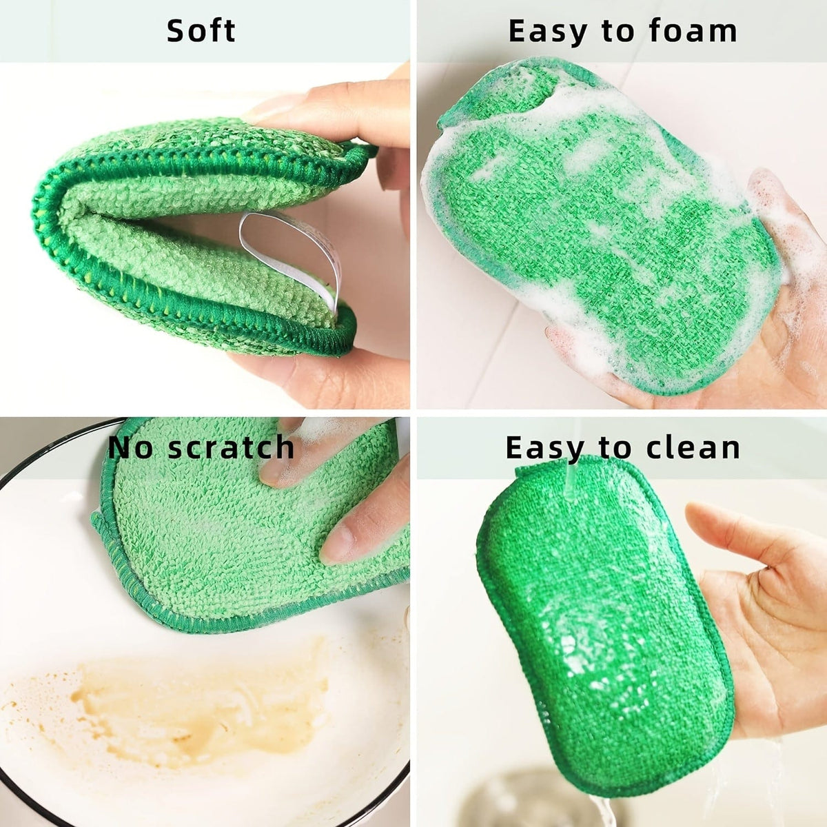 Pakke med 10 farvede mikrofiber-køkkensvampe til nem rengøring af tallerkener, gryder og pander