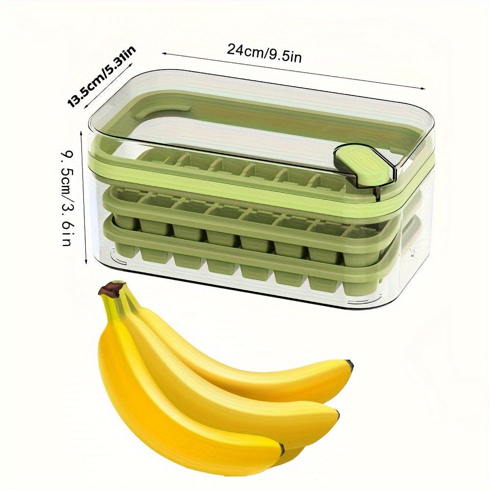 Sæt med 2 isterningebakker - 64 bakker - med låg og opbevaringsbakke - PP Food Quality