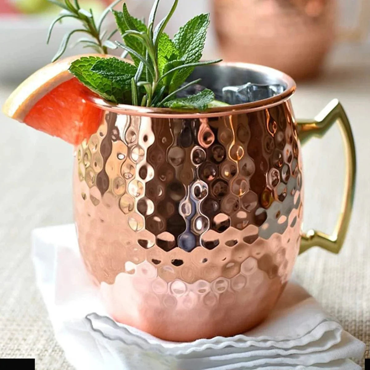 Sæt med 2 Moscow Mule rustfrit stål rosaguldbelagte gavekrus (16,9 oz) 1 stk. rosaguld / 500 ml