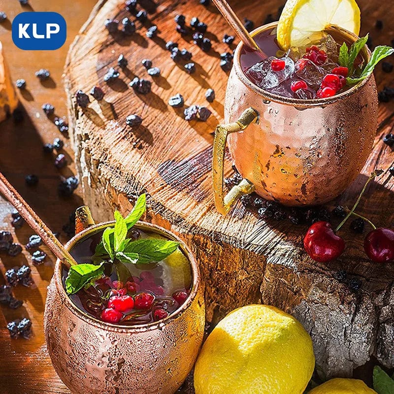 Sæt med 2 rosaguldbelagte Moscow Mule-krus i rustfrit stål - gavebar (16,9 oz)