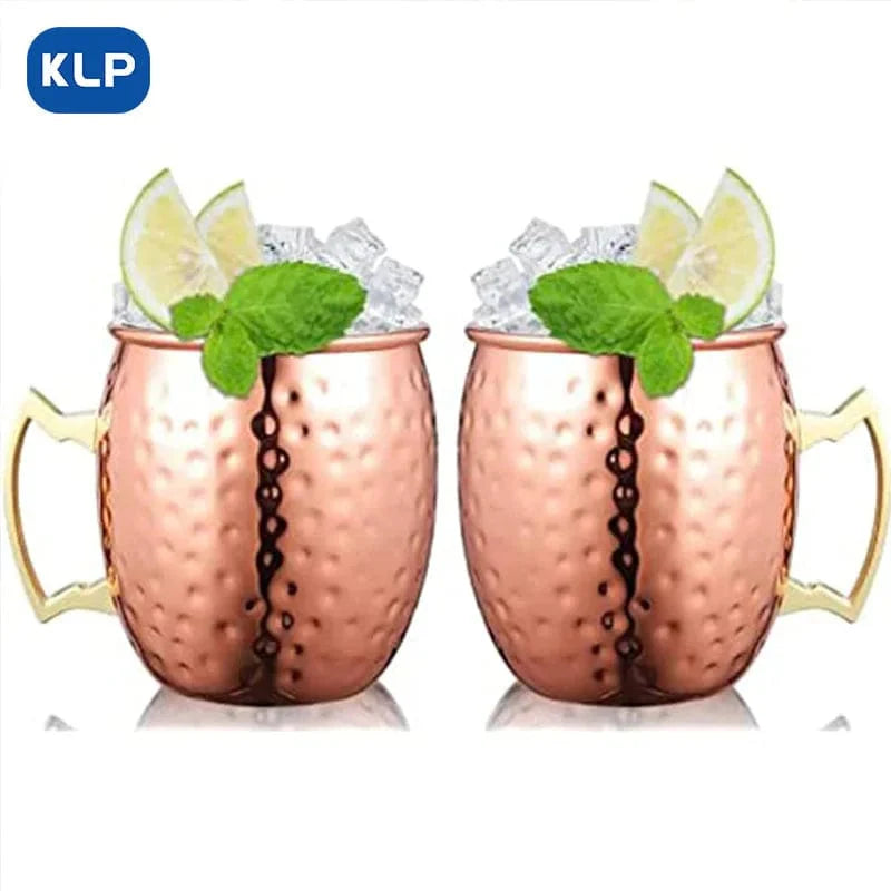 Sæt med 2 rosaguldbelagte Moscow Mule-krus i rustfrit stål - gavebar (16,9 oz)