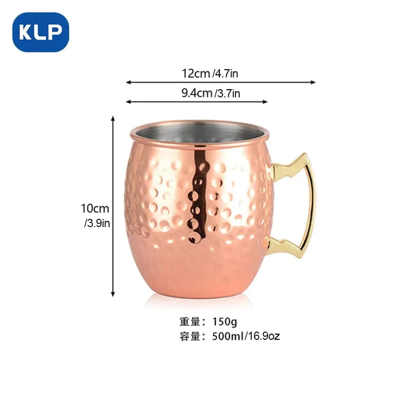 Sæt med 2 rosaguldbelagte Moscow Mule-krus i rustfrit stål - gavebar (16,9 oz)