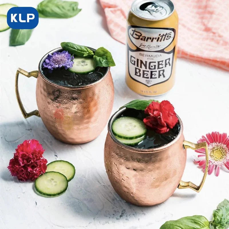 Sæt med 2 rosaguldbelagte Moscow Mule-krus i rustfrit stål - gavebar (16,9 oz)