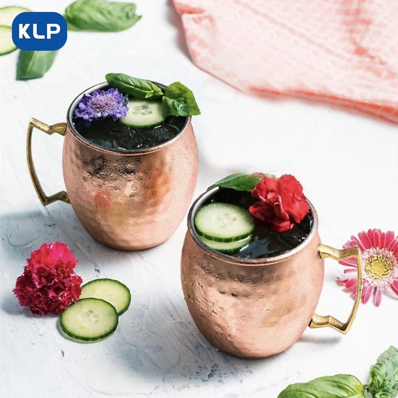 Sæt med 2 rosaguldbelagte Moscow Mule-krus i rustfrit stål - gavebar (16,9 oz)
