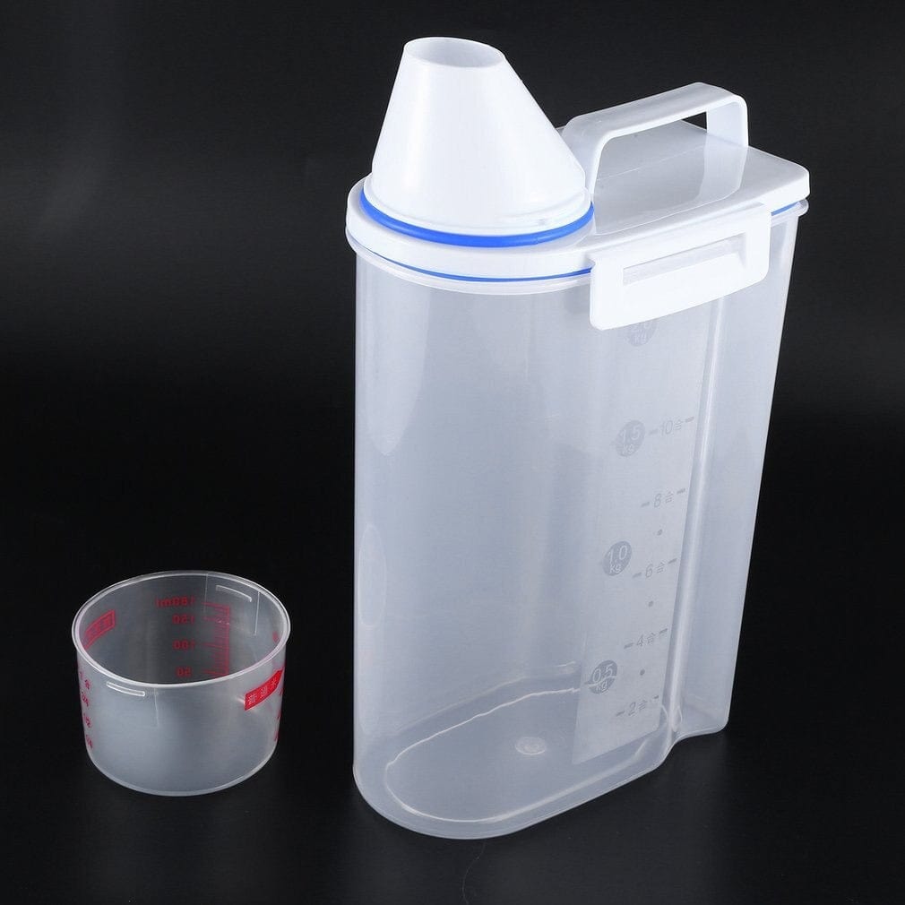 Sæt med 3 madopbevaringsdåser med hældetud og gradueret målehane