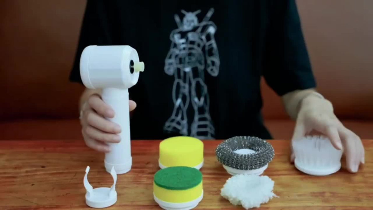 Sæt med 5 genopladelige batteridrevne elektriske roterende børster til badeværelser, køkkener og hvide gulve