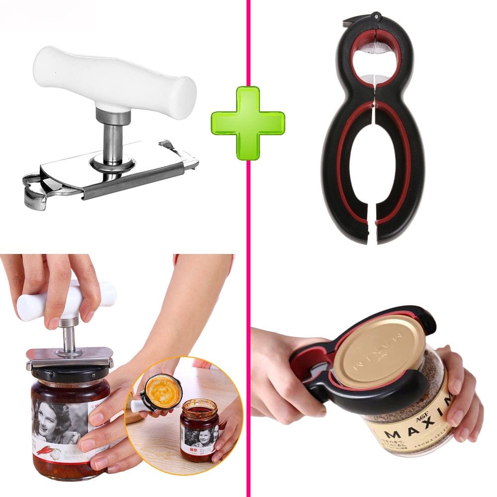 🔥 LOT: Justerbar krukkeåbner ➕ Alsidig krukkeåbner