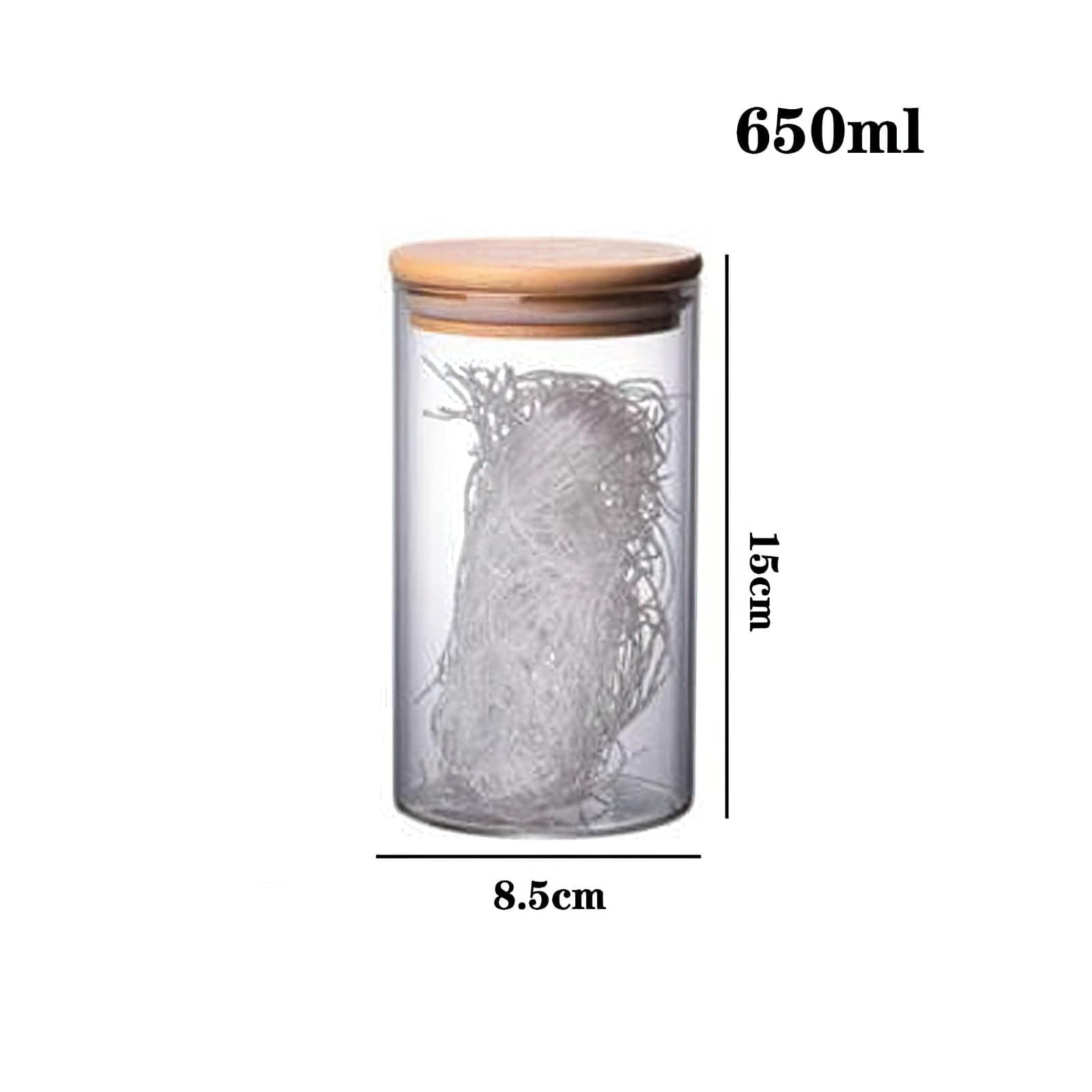 Sæt af glaskrukker med bambuslåg