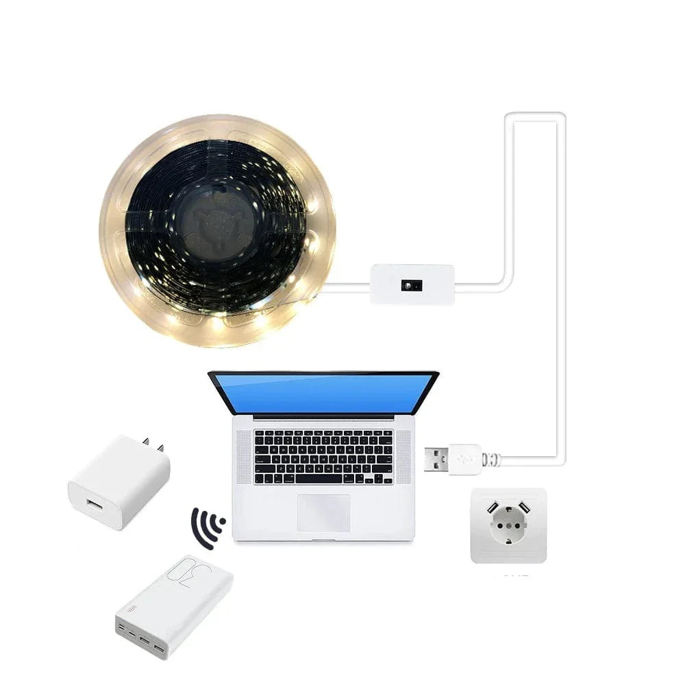 USB-bevægelsessensor LED-lys til tv eller køkken - varm hvid 1M/2M/3M/4M/5M