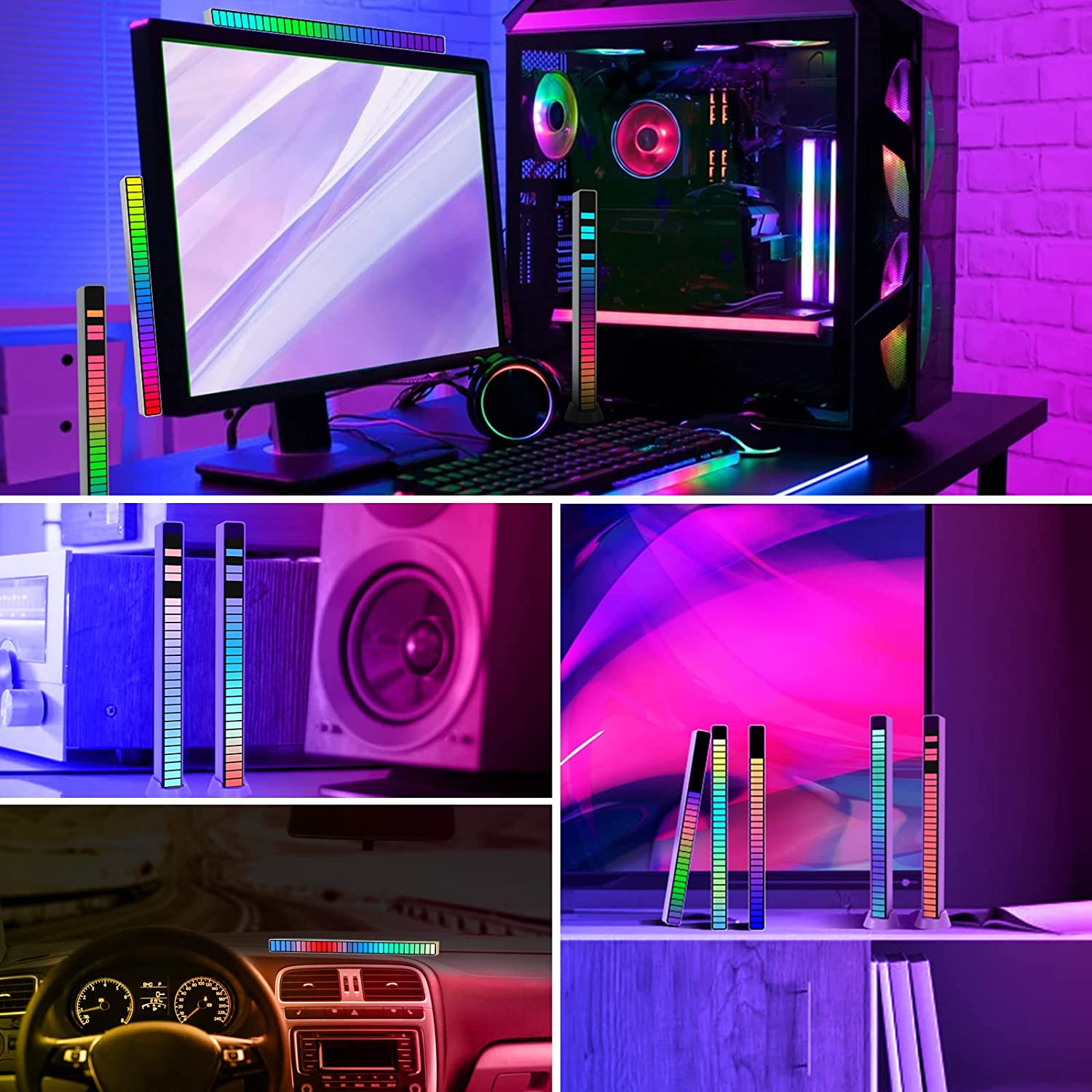 16 eller 32 RGB LED-lysbjælker til stemningsbelysning og musik