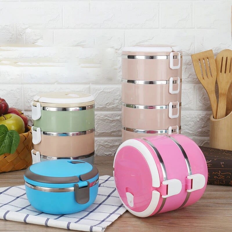 Cylindrisk madkasse med flere rum