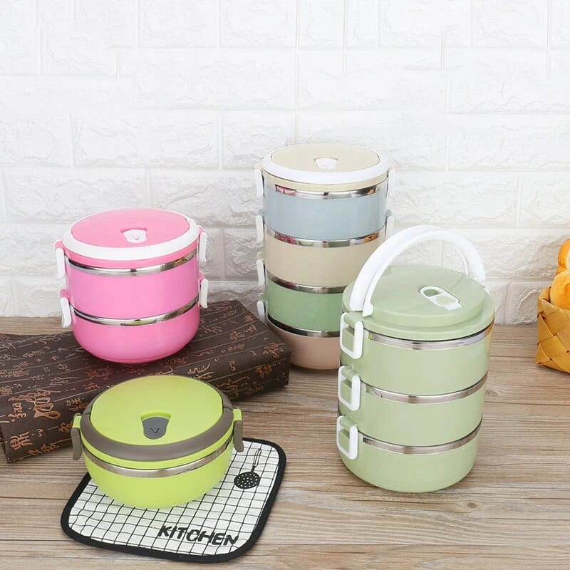 Cylindrisk madkasse med flere rum