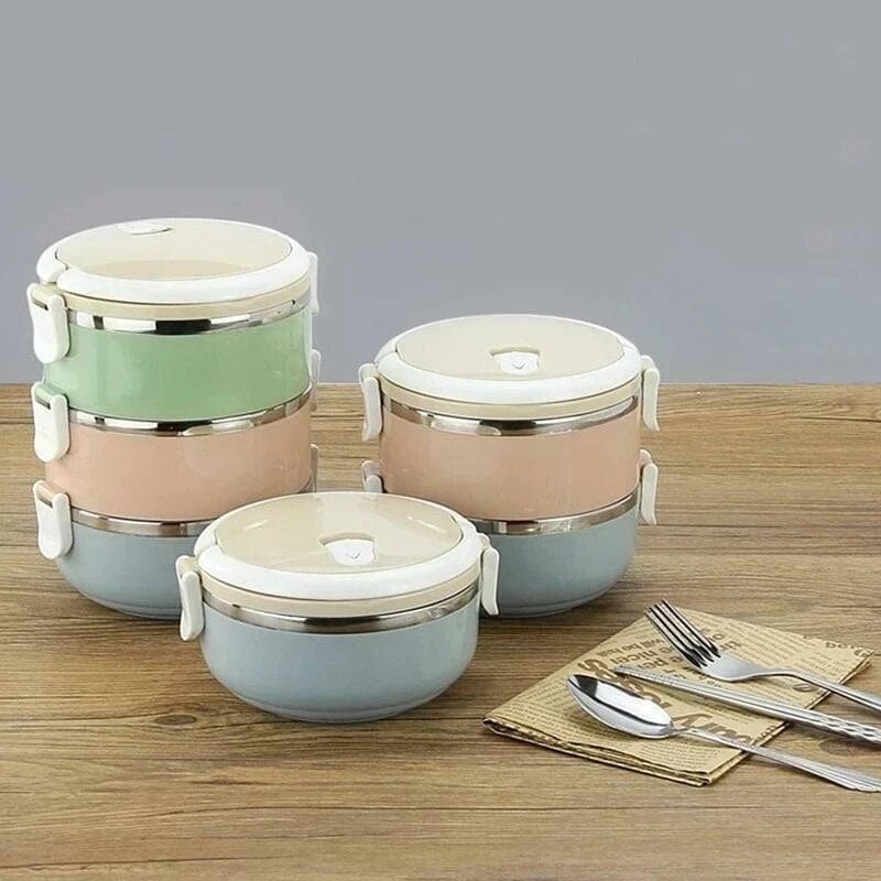 Cylindrisk madkasse med flere rum