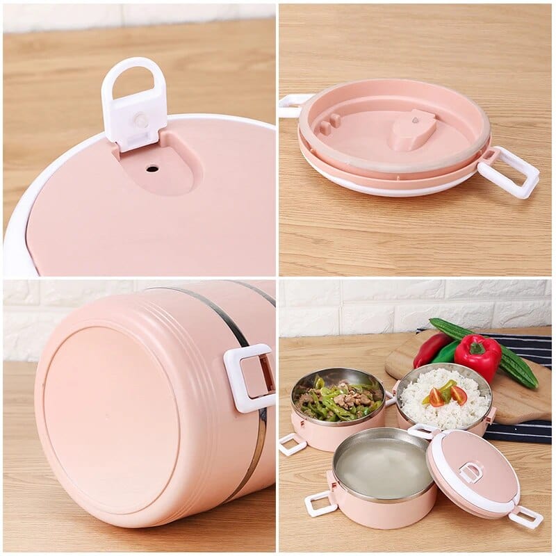 Cylindrisk madkasse med flere rum