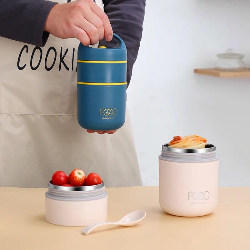 Cylindrisk isotermisk madkasse med håndtag