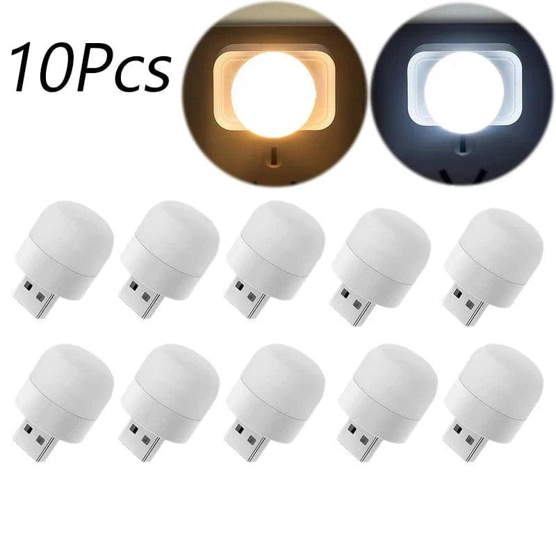 Mini USB-læselampe varm hvid genopladelig 1-10 stk. 10 stk. blandet