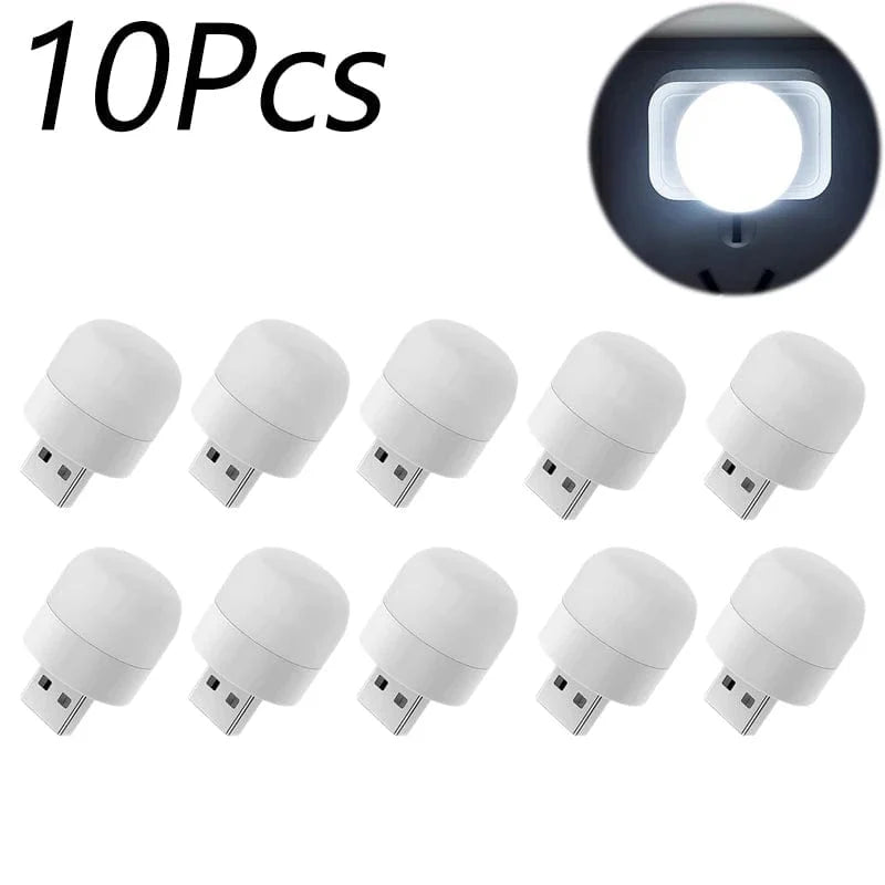 Mini USB-læselampe varm hvid genopladelig 1-10 stk. 10 stk. hvid