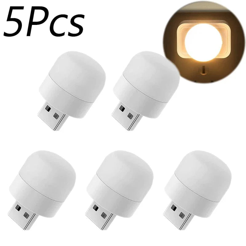 Mini USB-læselampe varm hvid genopladelig 1-10 stk. 5 stk. varm