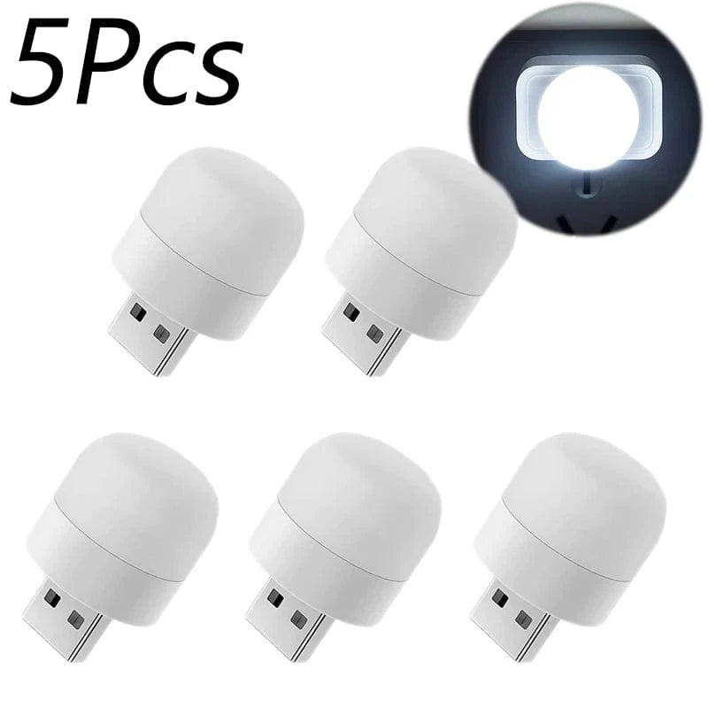 Mini USB-læselampe varm hvid genopladelig 1-10 stk. 5 stk. hvid