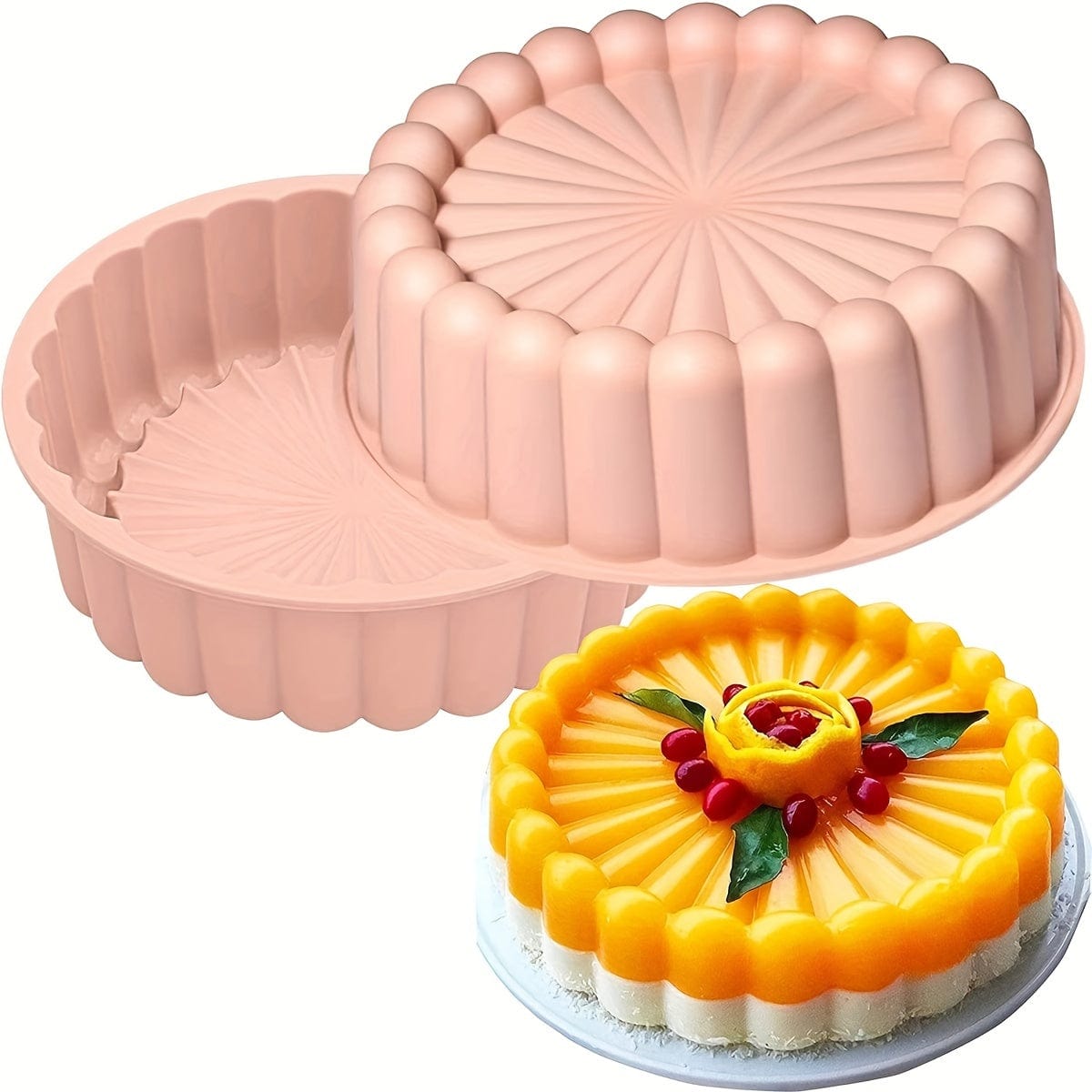 Non-stick silikone kageform - rund til bryllupper og fødselsdage (19,99 cm) Pink