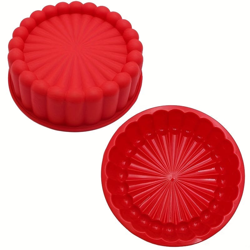 Non-stick silikone kageform - rund til bryllupper og fødselsdage (19,99 cm) Rød