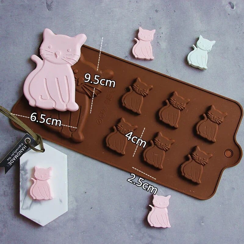 Kage- og chokoladeform i form af katte