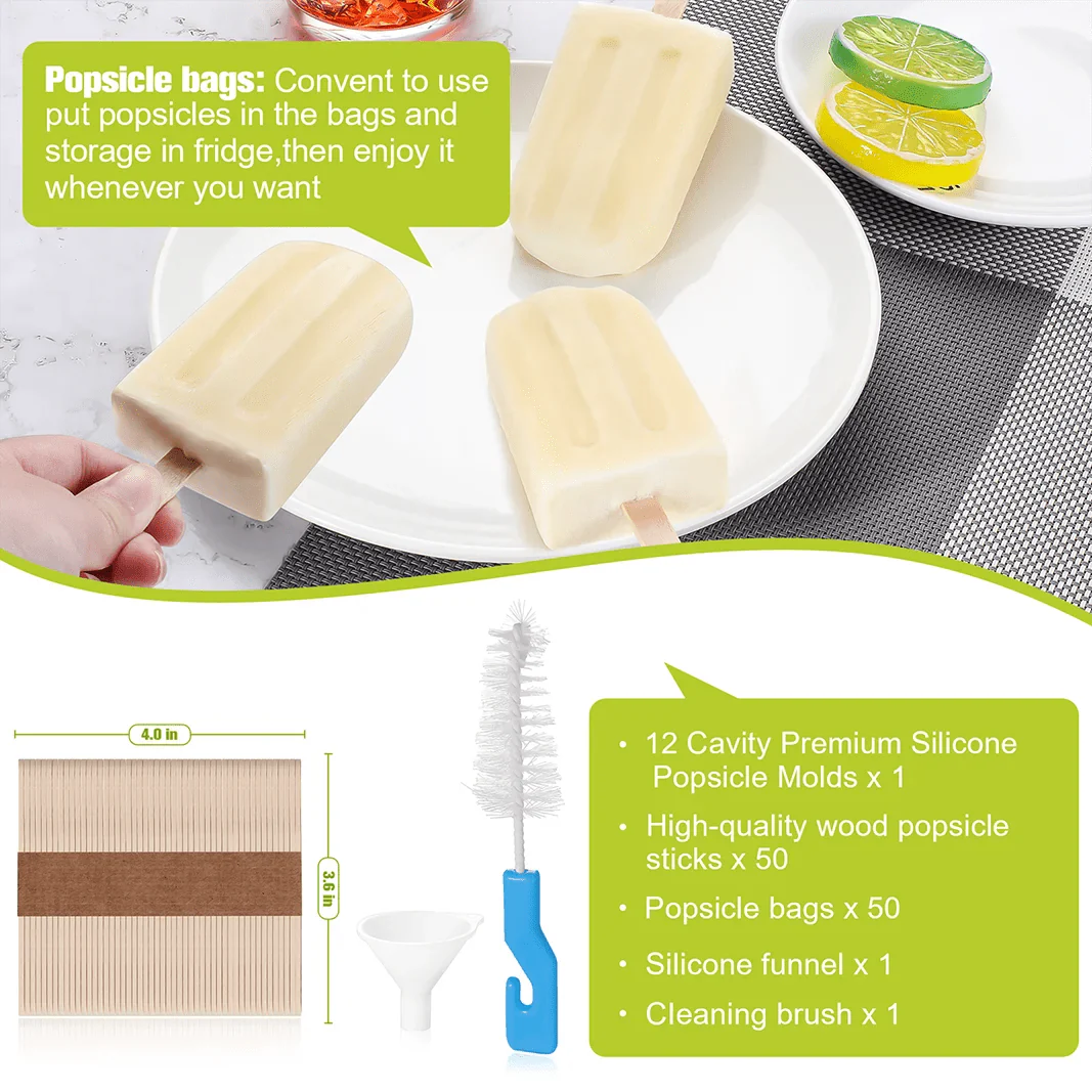 Silikoneisform med træpinde - Sommerens isredskaber