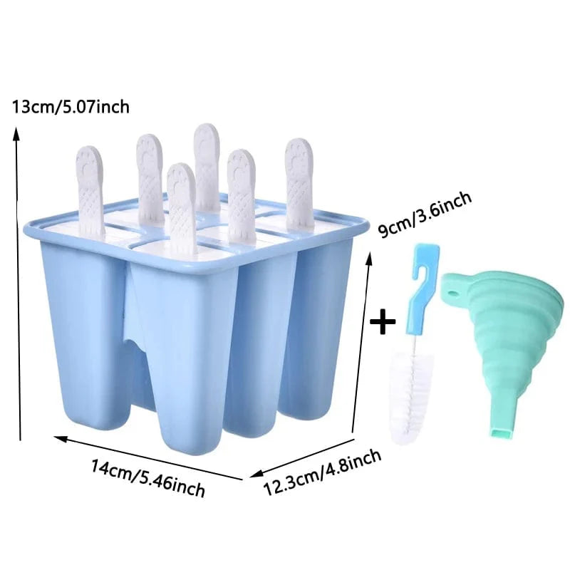 Silikoneisform med håndtag - 4/6 hulrum Blå 6