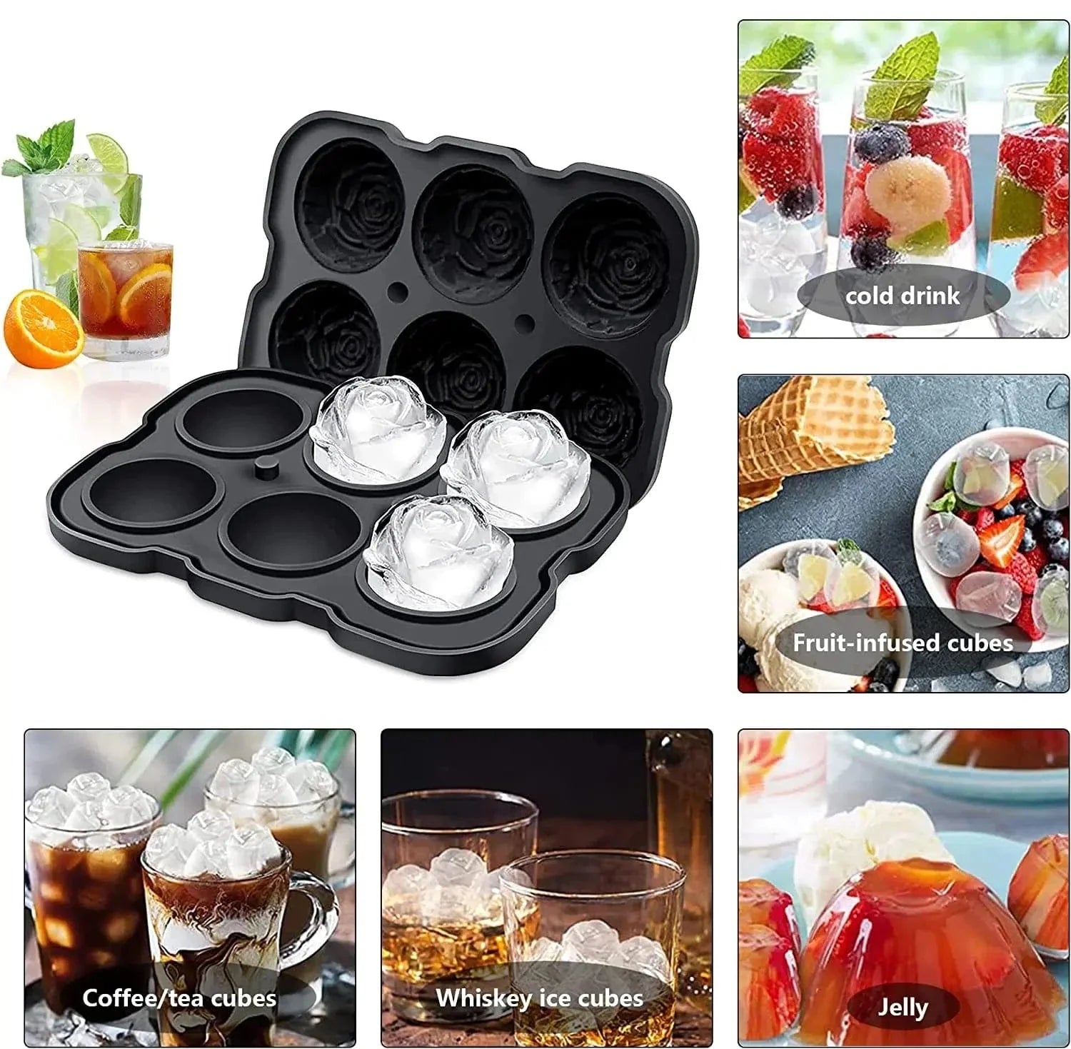 Pink silikoneisform, 6 isskeer - fødevarekvalitet