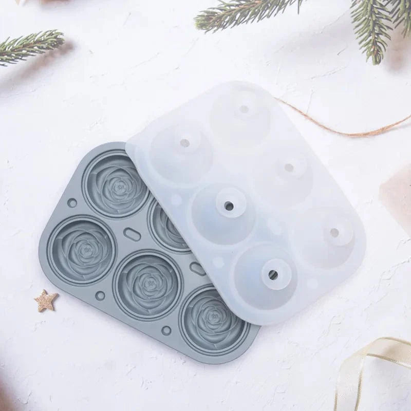 Pink silikoneisform, 6 isskeer - GRÅ spiselig kvalitet / 18,5x12,8x5,7 cm