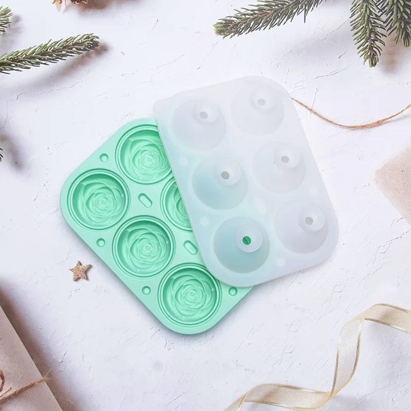 Pink silikoneisform, 6 iskugler - grøn / 18,5x12,8x5,7 cm