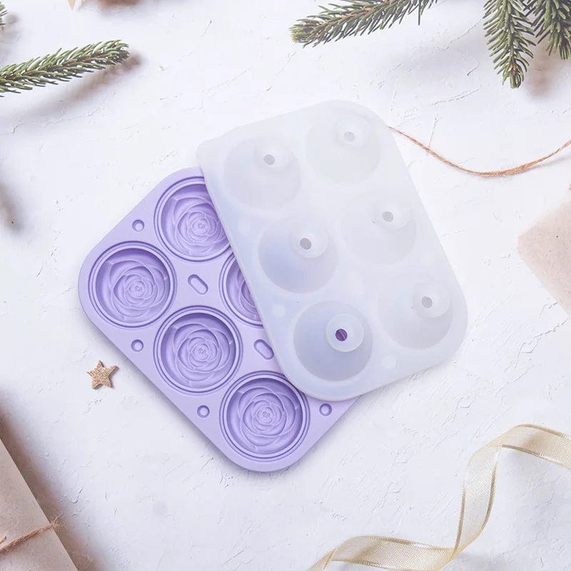 Pink silikoneisform, 6 isskeer - PURPLE Fødevarekvalitet / 18,5x12,8x5,7cm